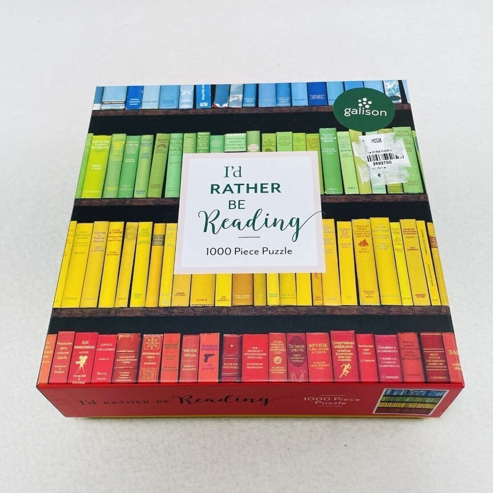Galison Puzzle 1000pc Rather Reading Bibliophile Book Reader Bookshelf Jigsaw